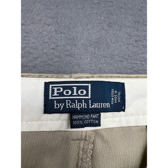Polo Ralph Lauren Hammond Pants Mens Tan Corduroy Pleated Cuffed 34x32 Khaki - Picture 4 of 13